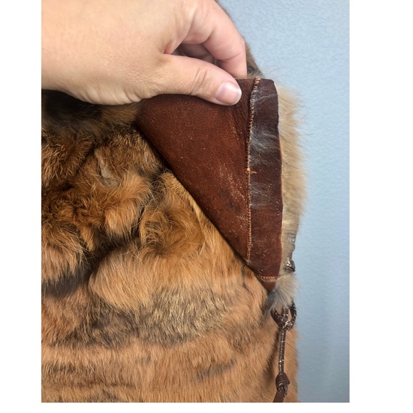 VTG Brown Spotted GDT TOO Rabbit Fur Festival Vest - Picture 4 of 15